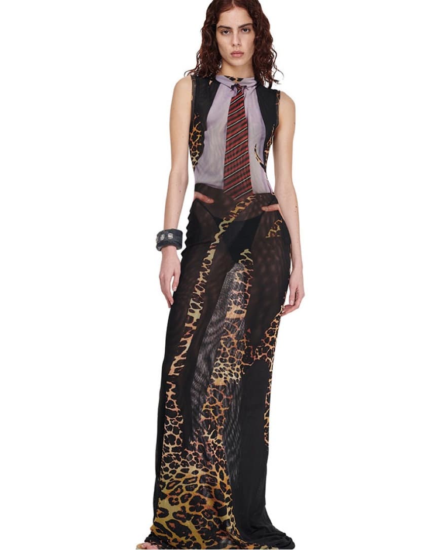OTTOLINGER leopard Tie Mesh Dress  - Image 2
