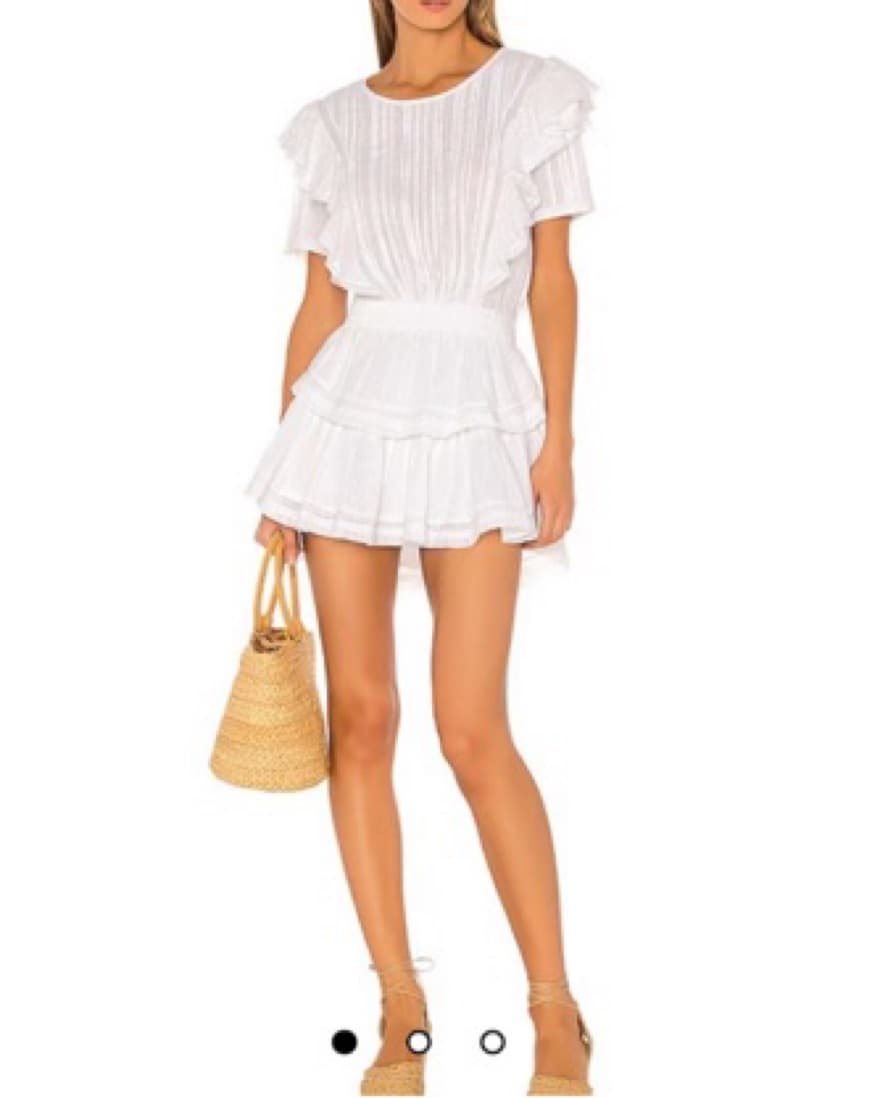 LoveShackFancy White Mini Ruffle Dress - Image 1