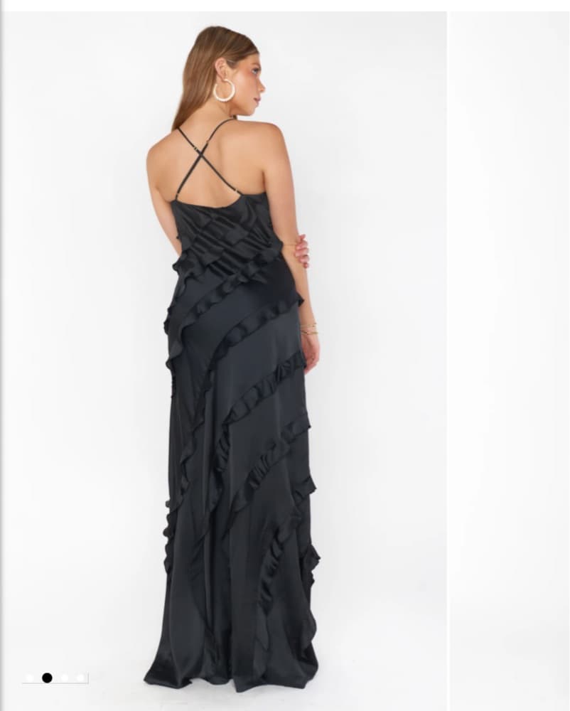 Dramatic Ruffled Black Gown - Image 3