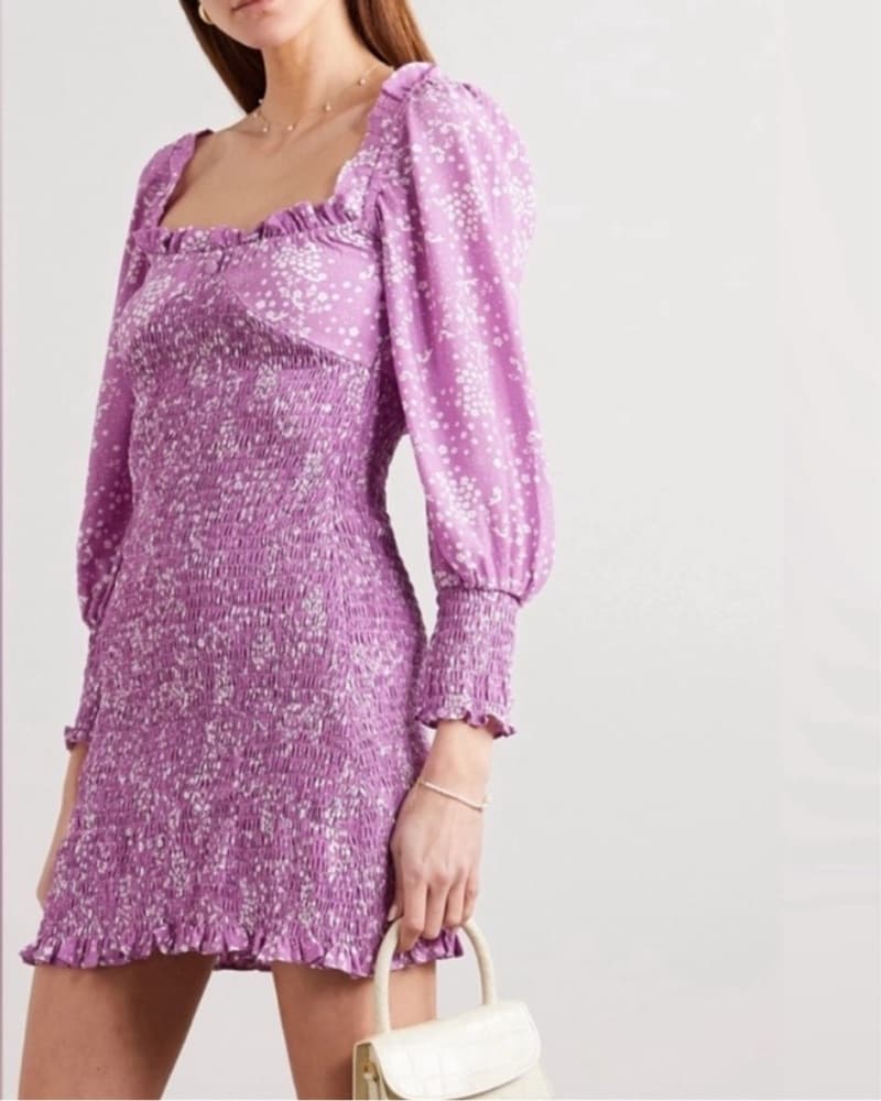 Faithfull The Brand Shirred Floral Dress - Image 1