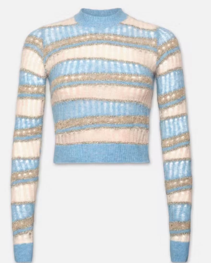 Frame Stitch Mix Crew in Light Blue Mult - Image 1