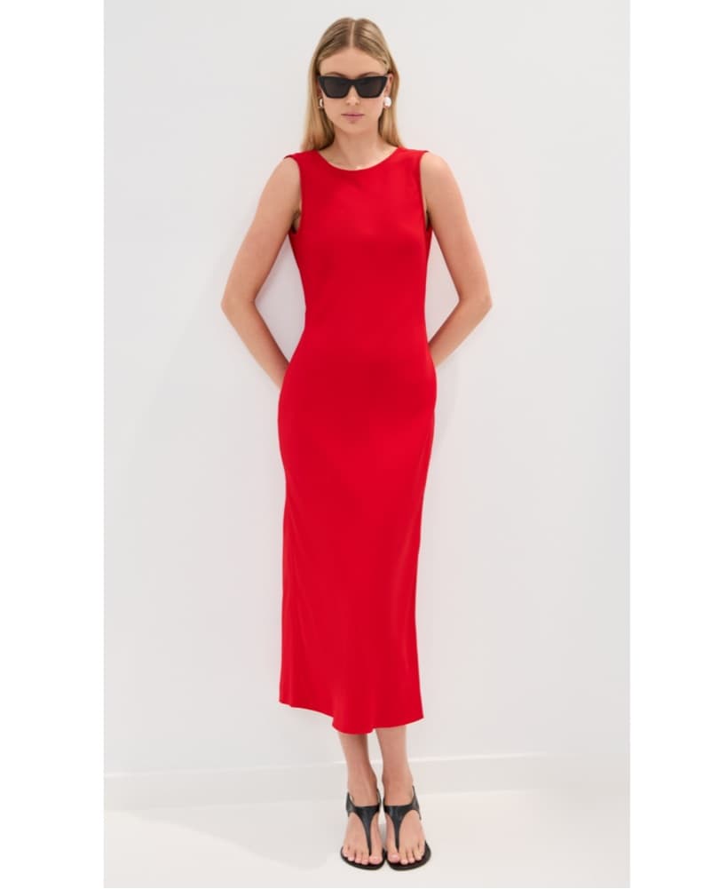 Another Tomorrow Red Cowl Dress - Image 3