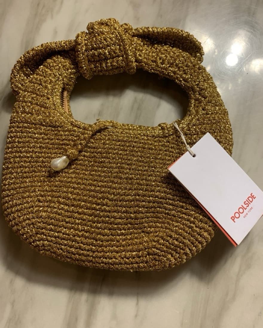POOLSIDE Josie Knot Metallic Gold Bag - Image 6
