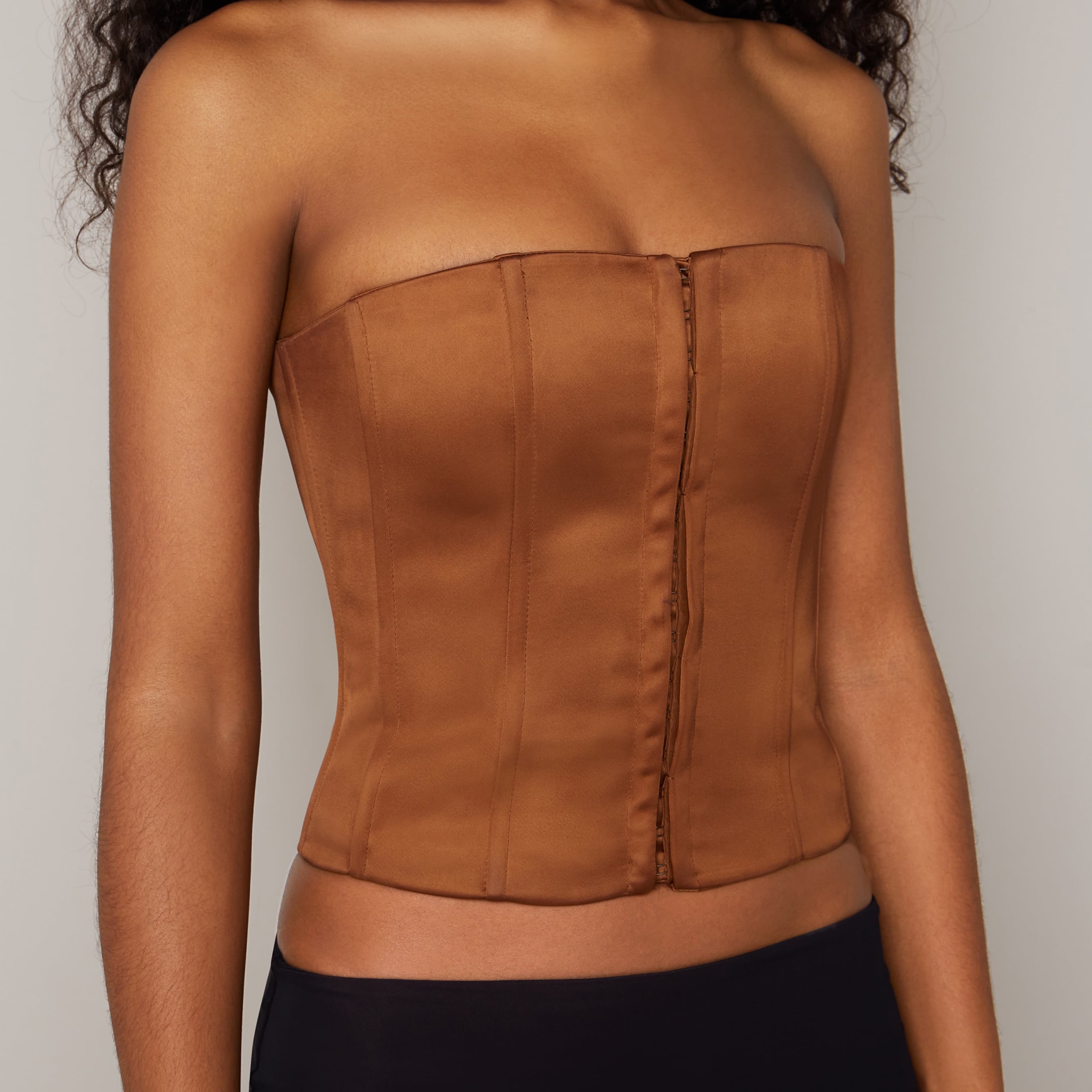 Danielle guizio Corset Satin Brown XS - Image 1
