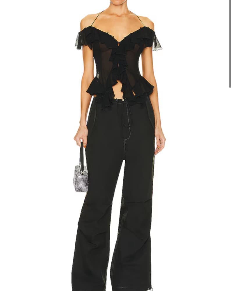 Blumarine Black Ruffle Top - Image 3