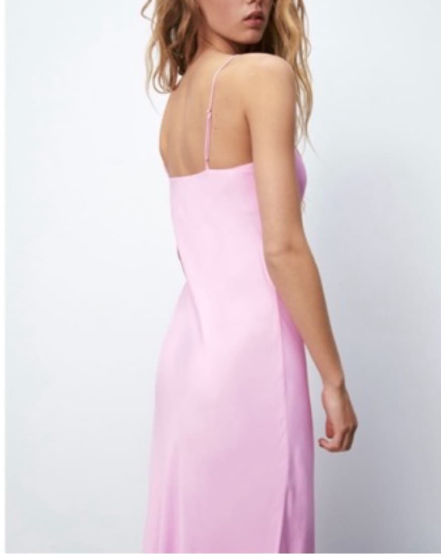  Zara Light Pink Satin Midi Dress - Image 4