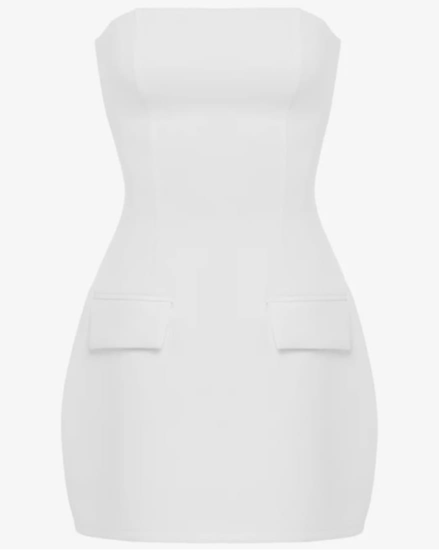 Chic Strapless White Mini Dress - Image 2