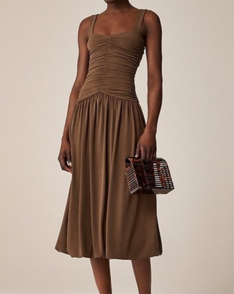 Brown Ruched Drop Waist dress - Image 1