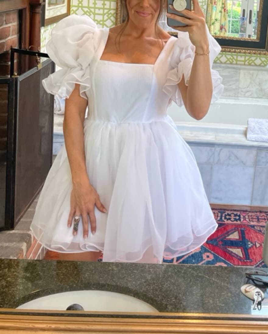 White Puff Sleeve Dress - Image 3