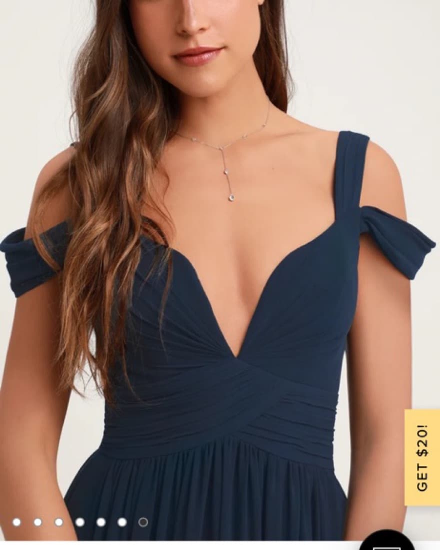 Navy Blue Off the Shoulder Formal Gown - Image 5