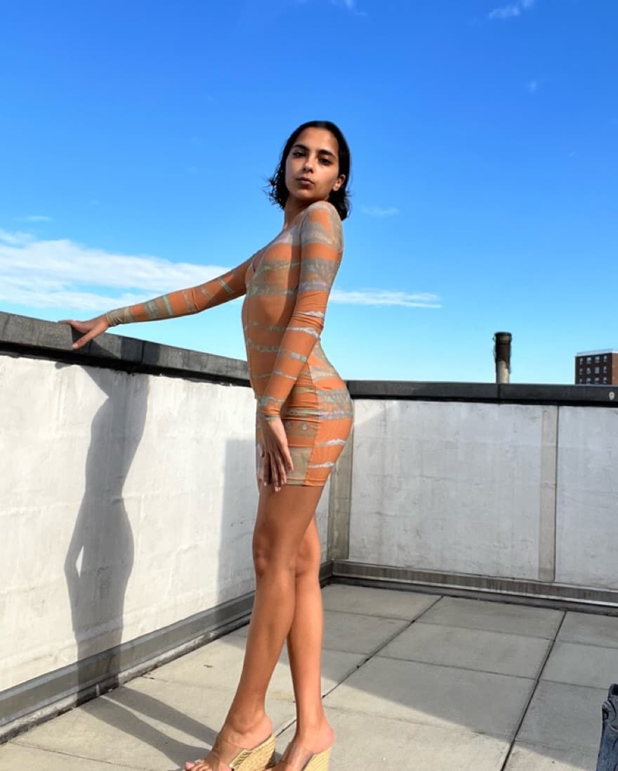 SKIMS Printed Long Sleeve Mini Dress XS - Image 1