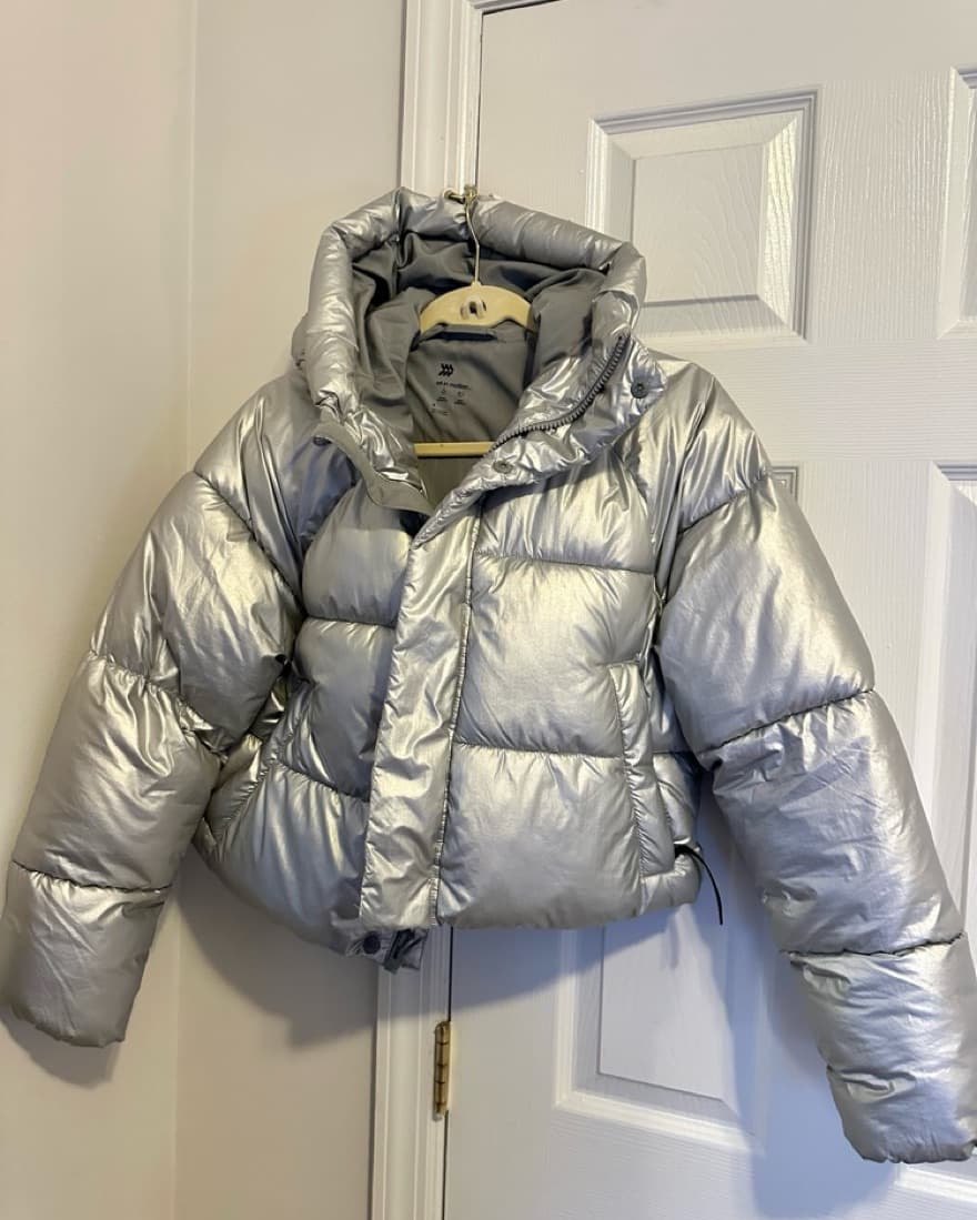 Silver Puffer Jacket - Image 2