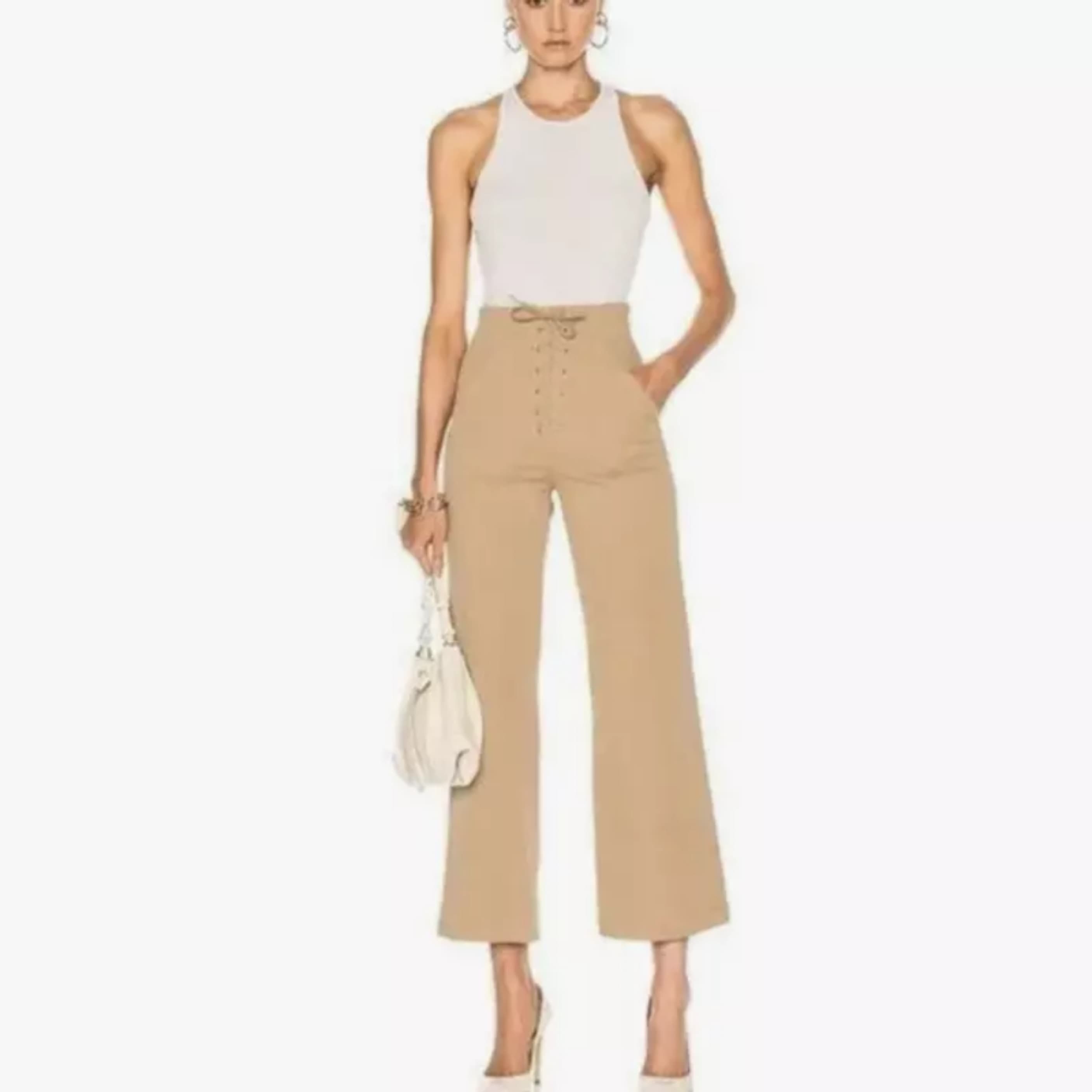 ALC Lace Up Wide Leg Crop Pants - Image 1