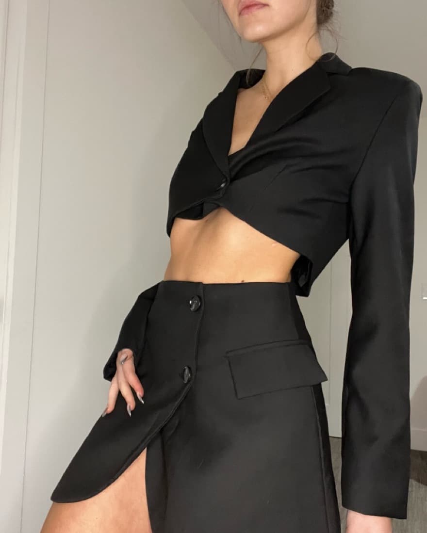 Cropped Blazer & Skirt Set - Image 1