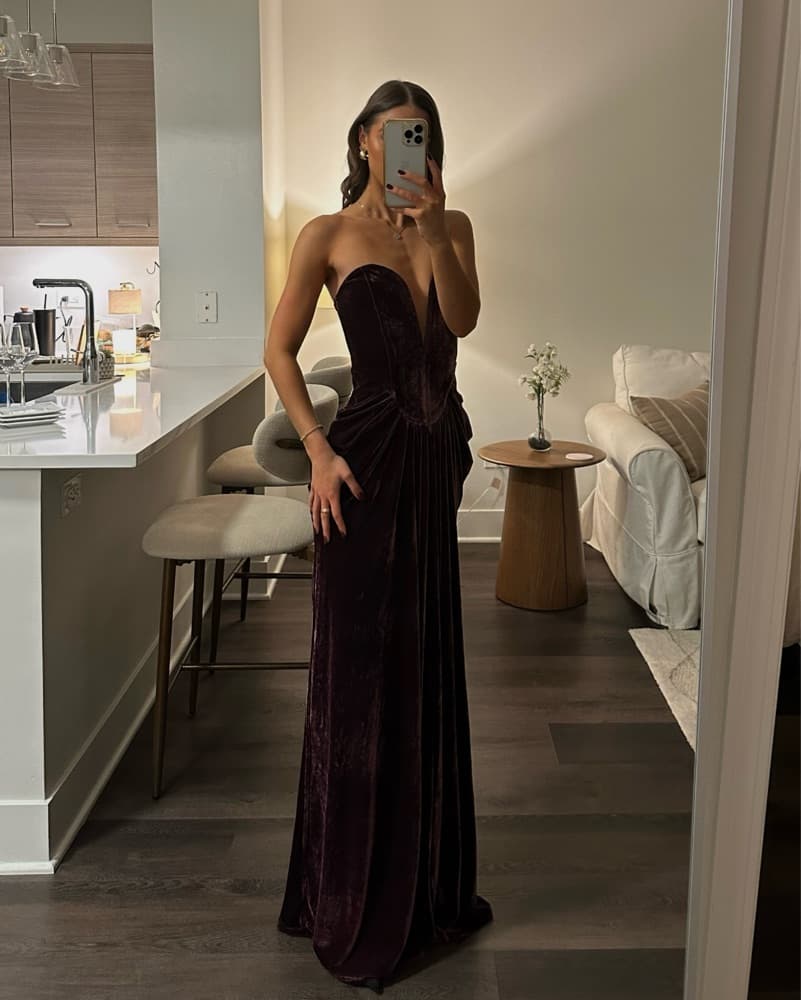 Meshki - Velvet Strapless Maxi Dress - Image 4