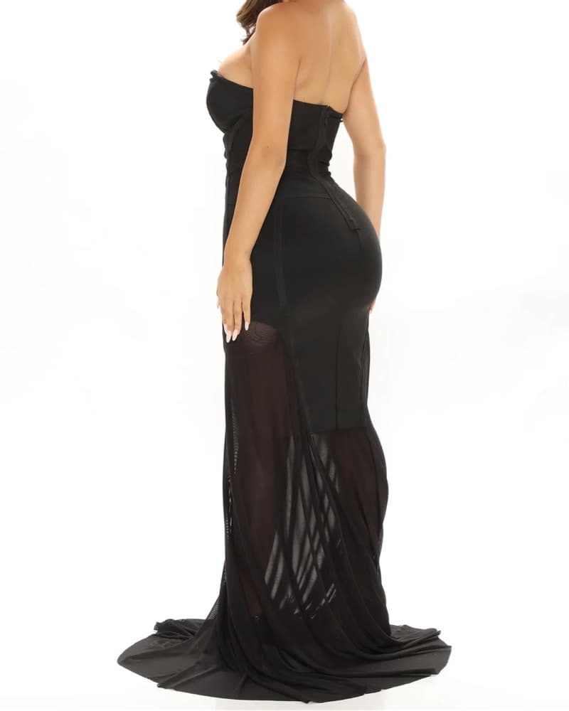 Fashionnova Strapless Black Mermaid Gown - Image 4