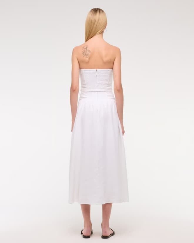Linen Drop-Waist Belted Midi Dress - Image 2