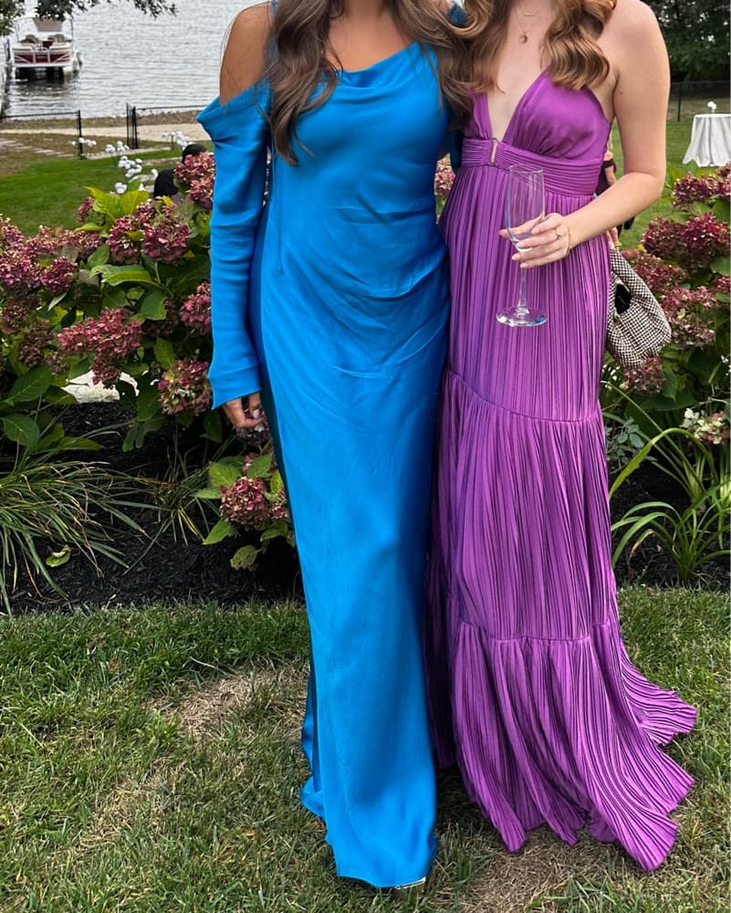 Shona Joy Blue Silk Gown - Image 6