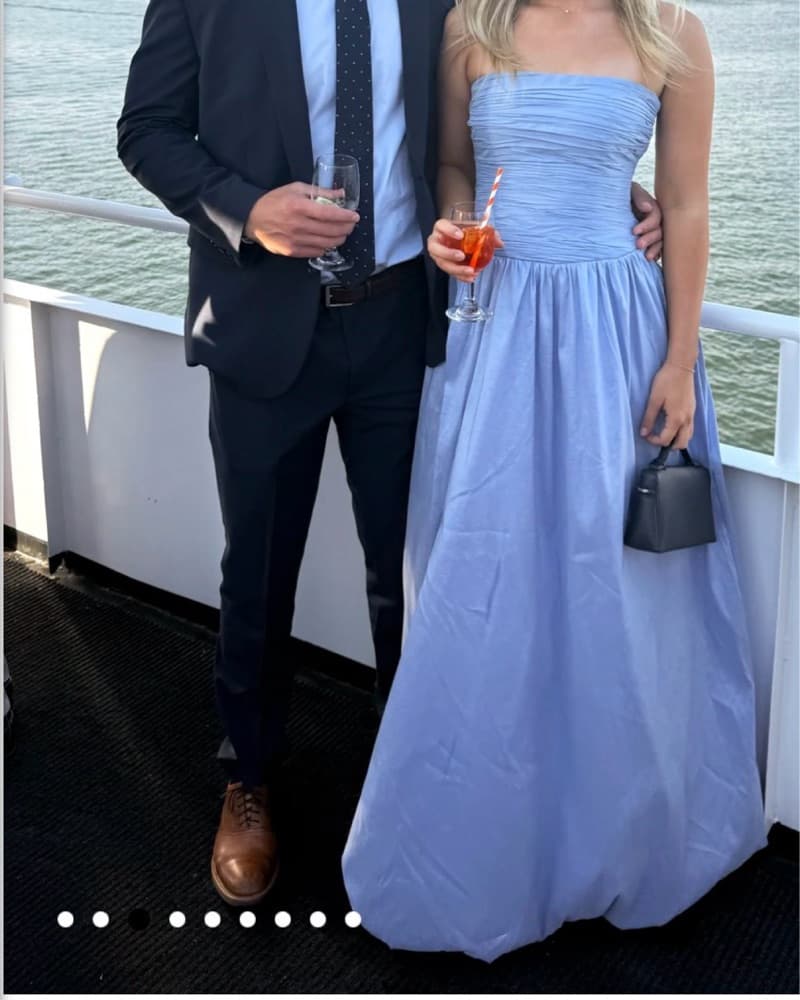 Black Tie Blue Satin Gown - Image 1