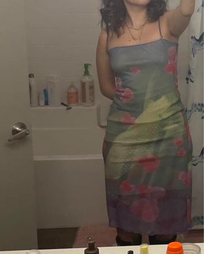 Graphic Mesh Printed Koi Midi Dress - Image 3