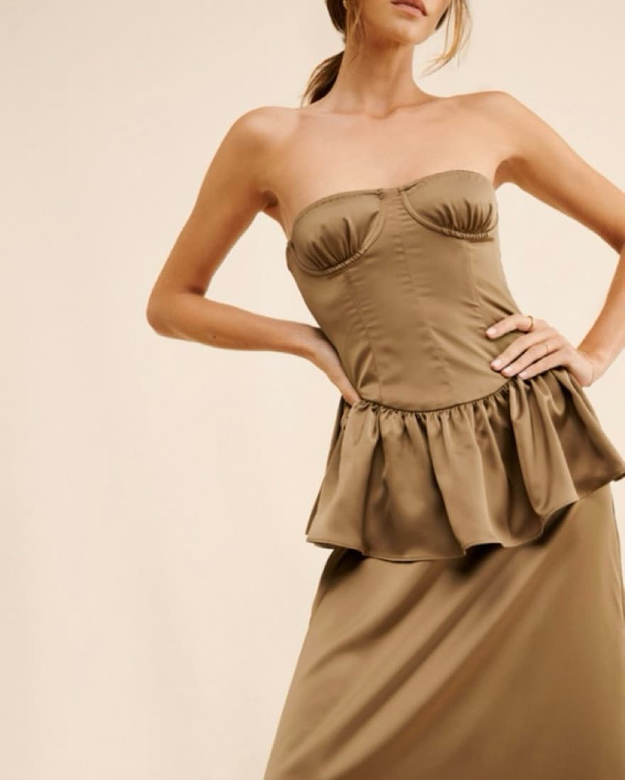 WeWoreWhat Strapless Corset Peplum Maxi  - Image 2