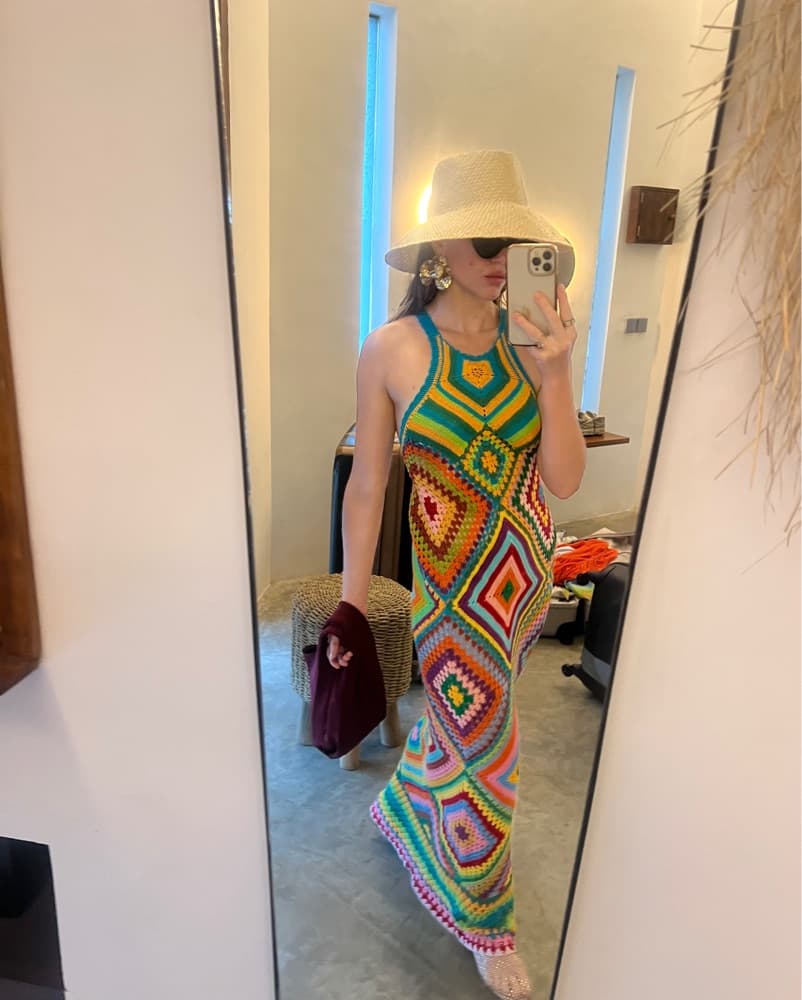 Vibrant Crocheted Midi Dress - Image 2