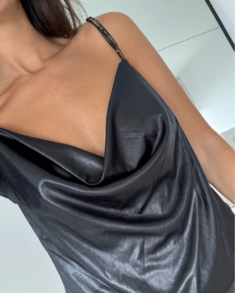 Fendi Jeans Black Cowl Neck Top - Image 1