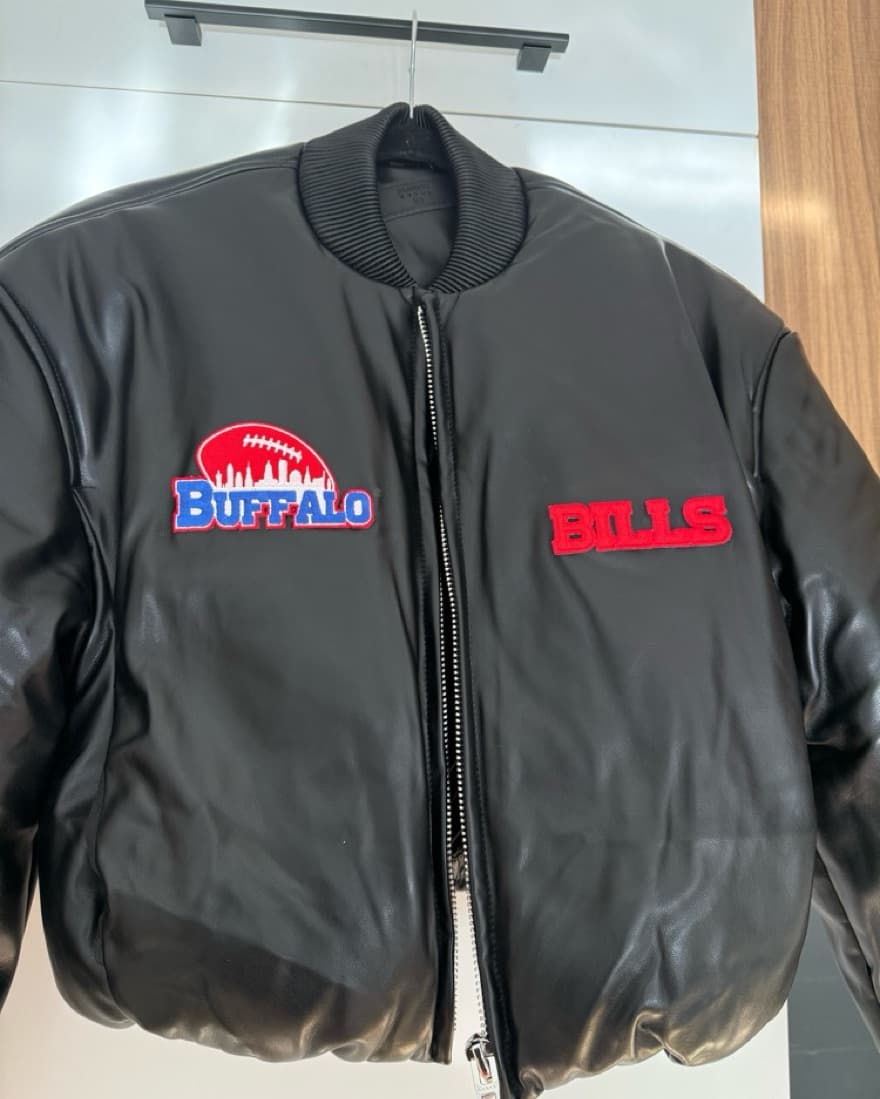 Buffalo Bills Leather Puffer Jacket - Image 4