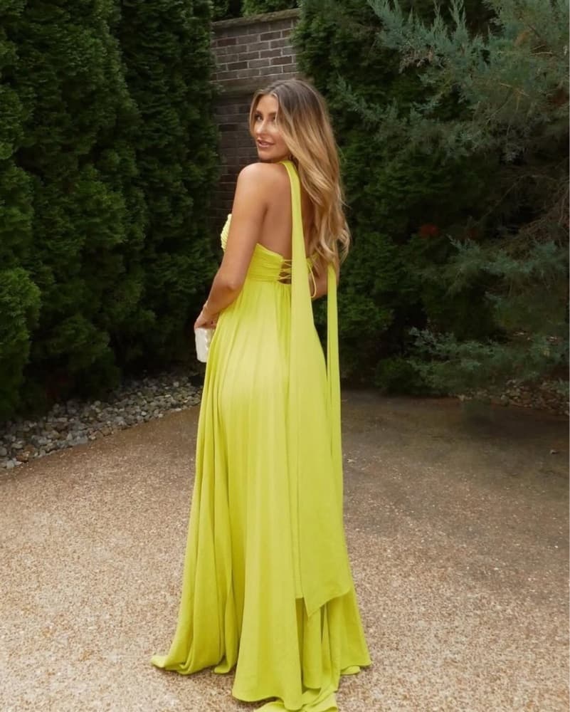 Delfi Daphine Dress In Chartreus XS - Image 3