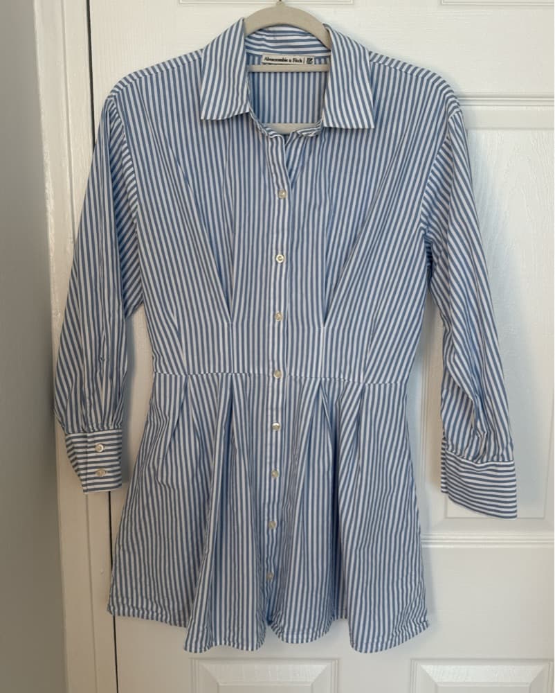 Blue And White Button Down Mini Dress - Image 1