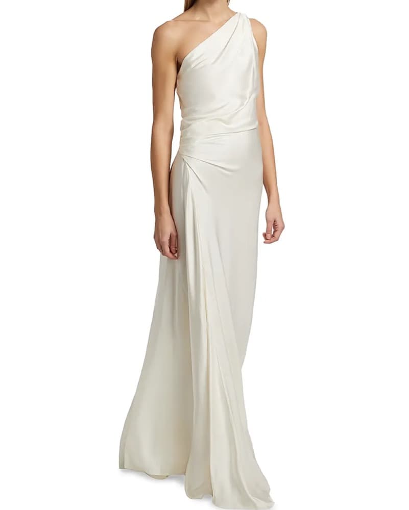 ALC Elegant One-Shoulder White Gown - Image 3