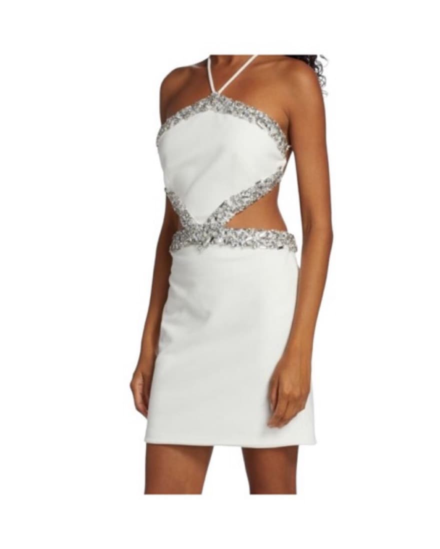 PatBo White Rhinestone Mini Dress - Image 1