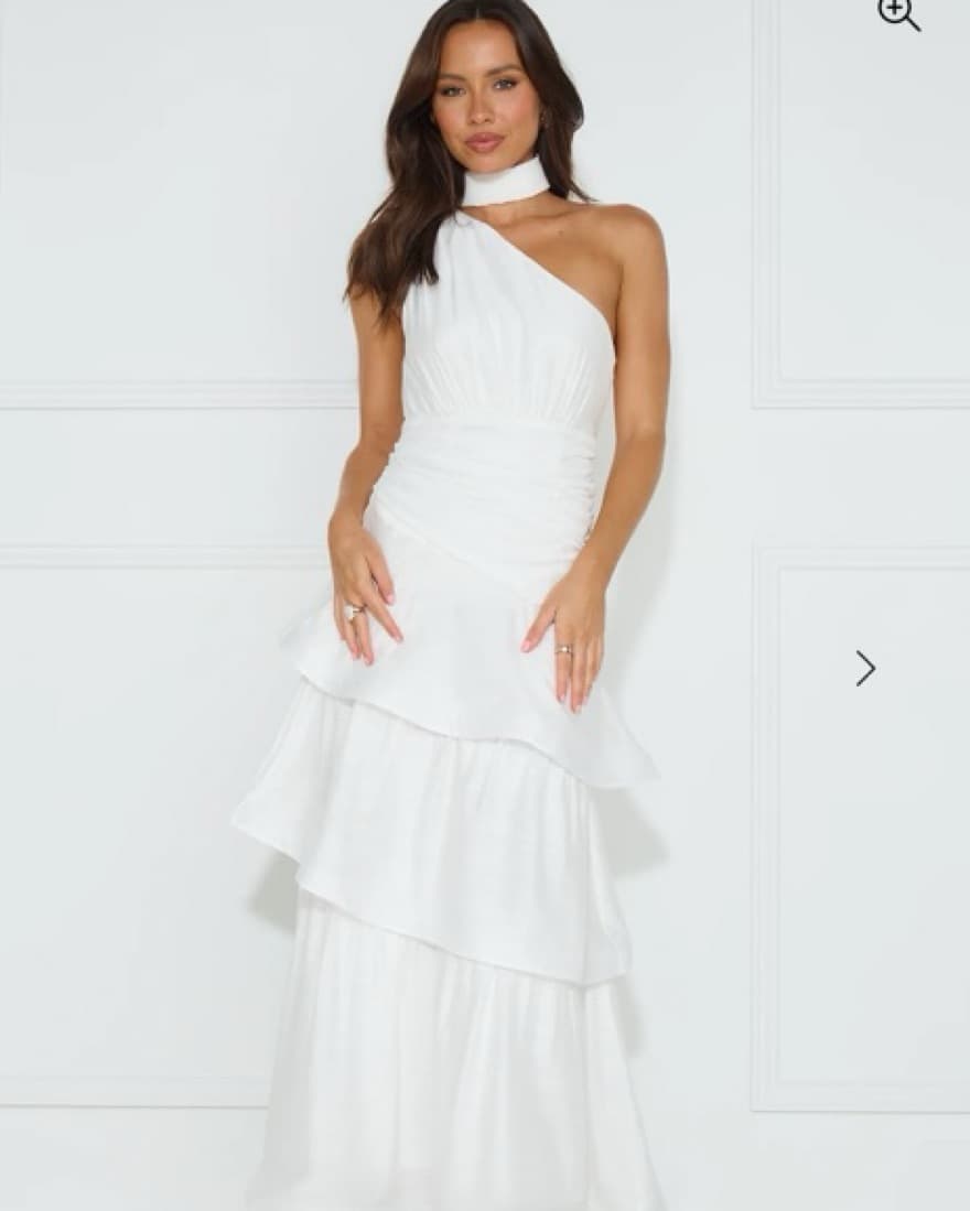 White One Shoulder Layered Dress - Image 1