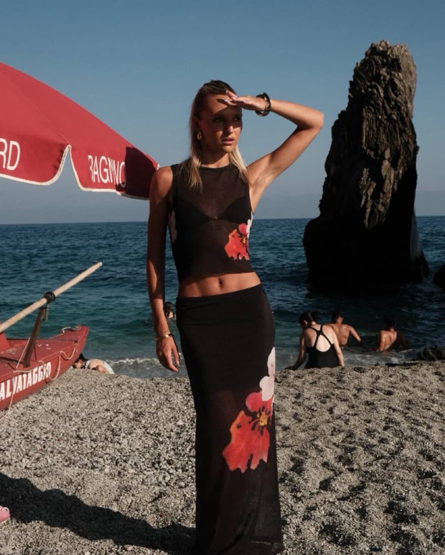 Black Floral Mesh Set - Image 1