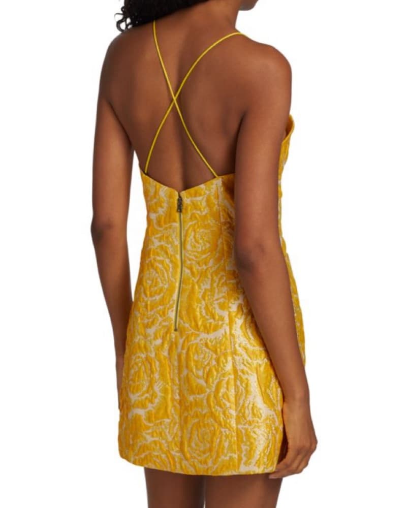 Vibrant Yellow Floral Mini Dress - Image 3