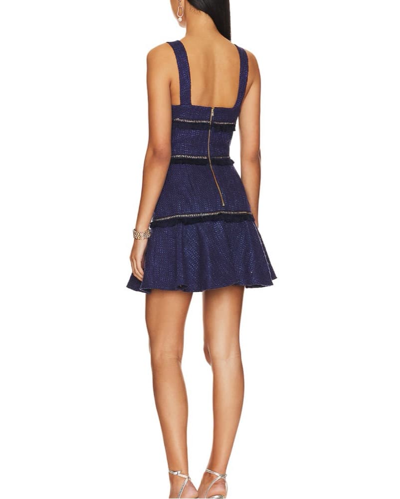 Annalise Navy Tweed Gold Chain Dress - Image 2