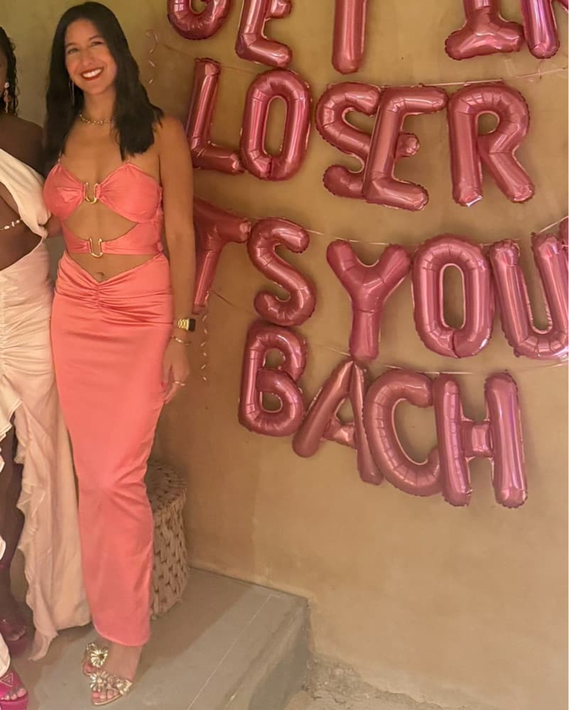 Vibrant Pink Satin Cutout Maxi Dress - Image 1