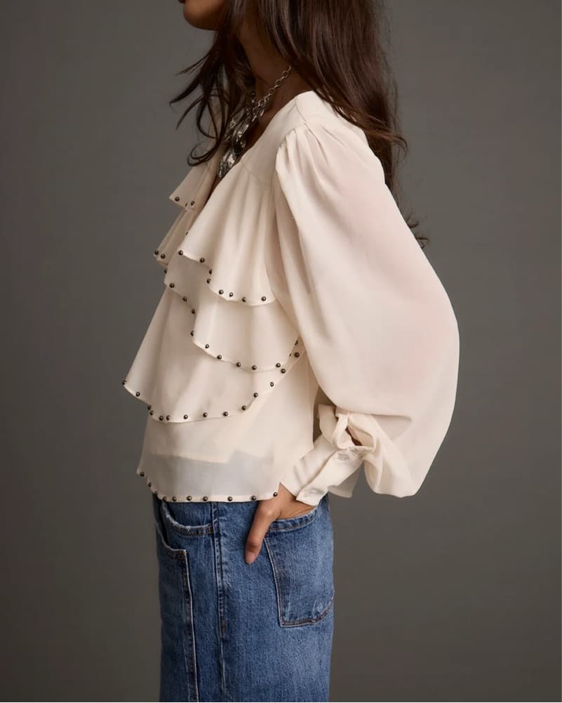 Ivory Studded Blouse - Image 2