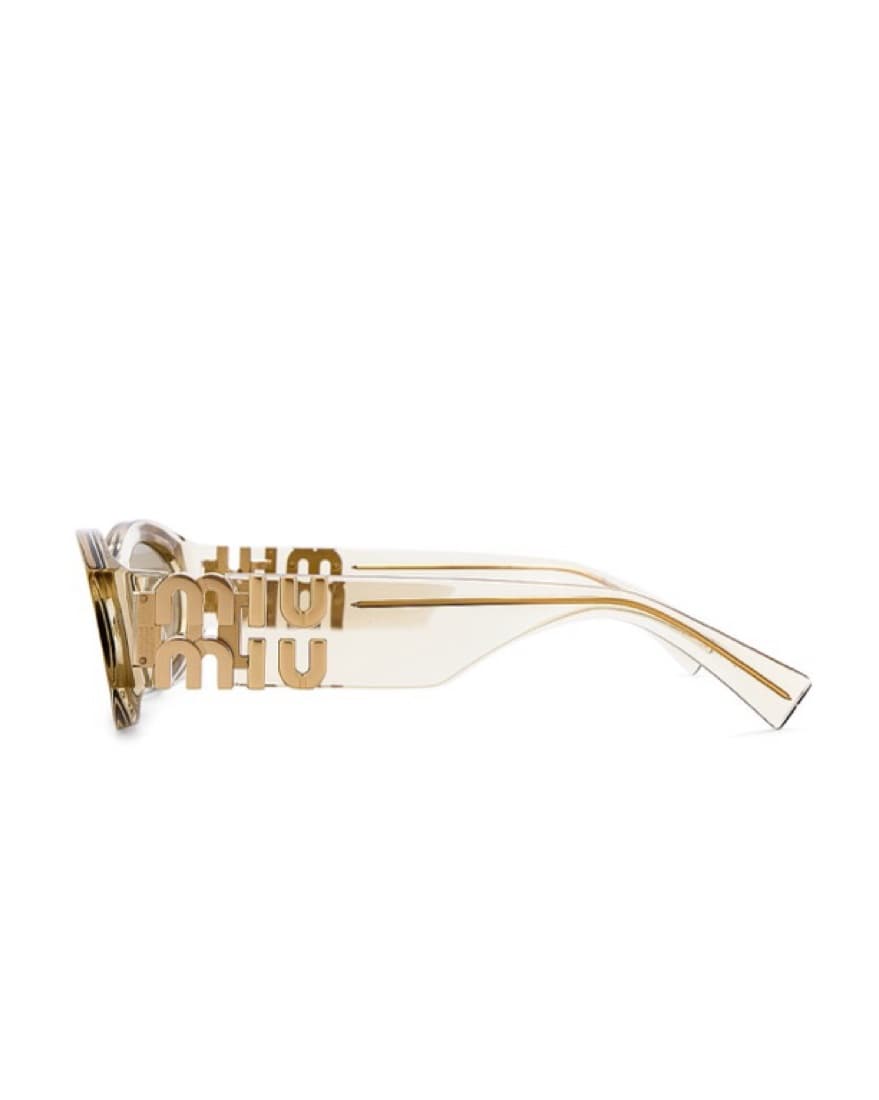 MiuMiu Oval Sunglasses with Gold Accents - Image 2