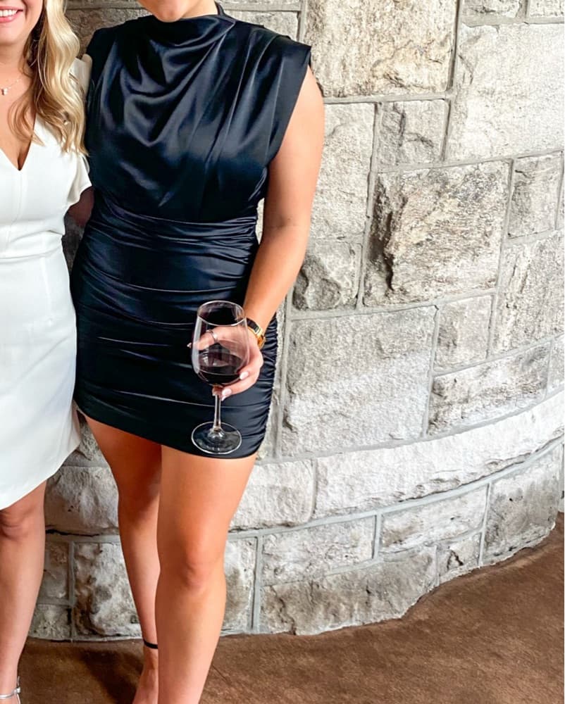 Black Satin Aritzia Mini Dress - Image 4
