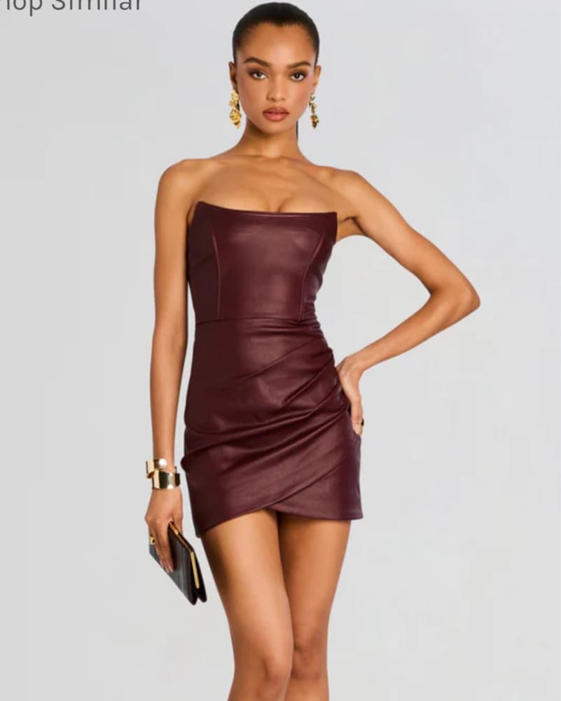 Retrofete Burgundy Bodycon Mini Dress - Image 2