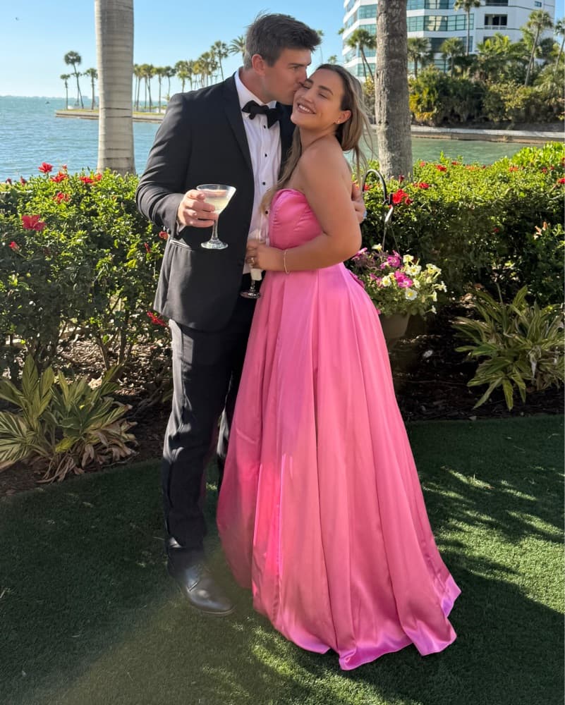 Mac duggal Pink Strapless Satin Ballgown - Image 3