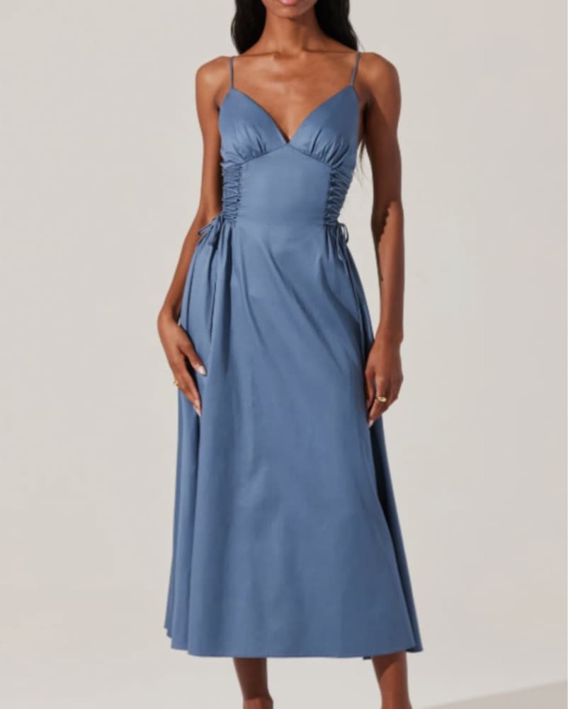 ASTR Side Lace-up Poplin Dress - Image 1