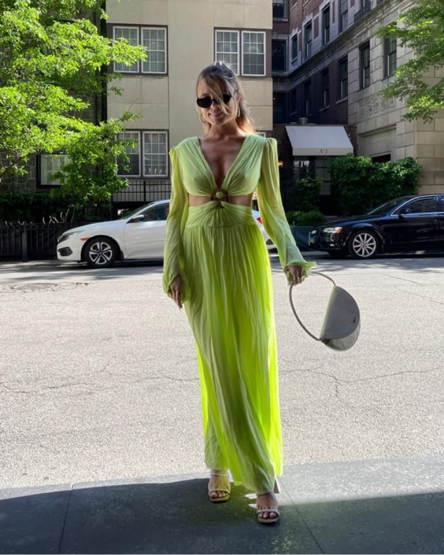 Patbo Neon Cutout Gown in Lime - Image 1