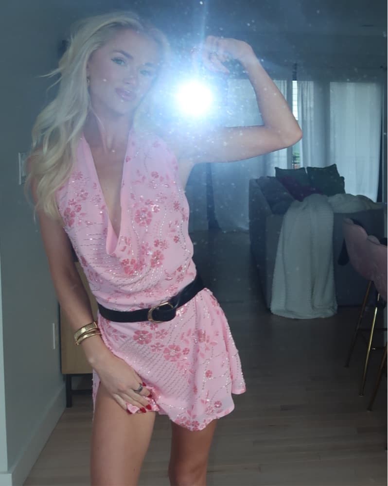 Sequin Floral Wrap Dress - Image 1