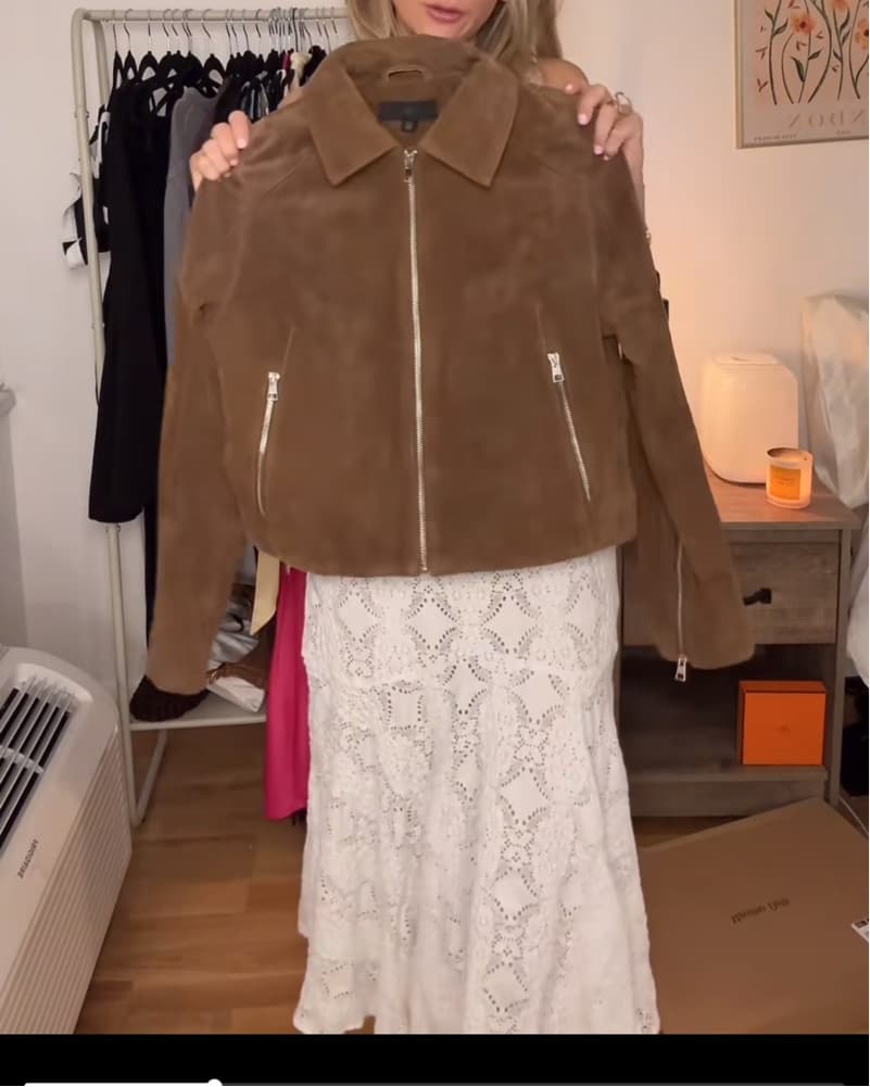 Brown Suede Leather Jacket - Image 2