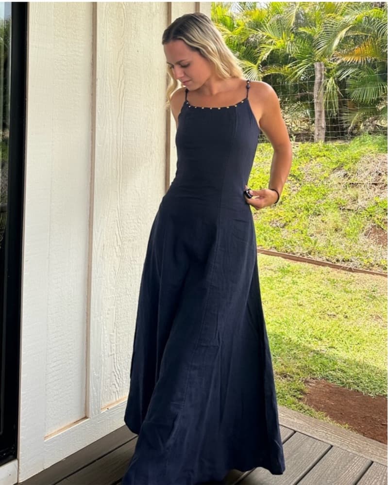 Calypso st barth Navy Linen Maxi Dress  - Image 1