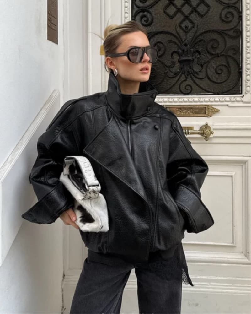 Zara oversized Leather Jacket  - Image 1