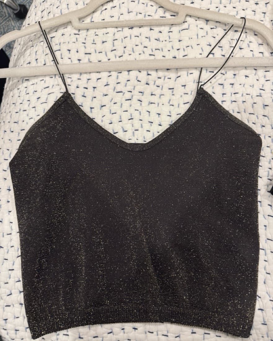 Free People Cropped Glitter Tank - Image 4