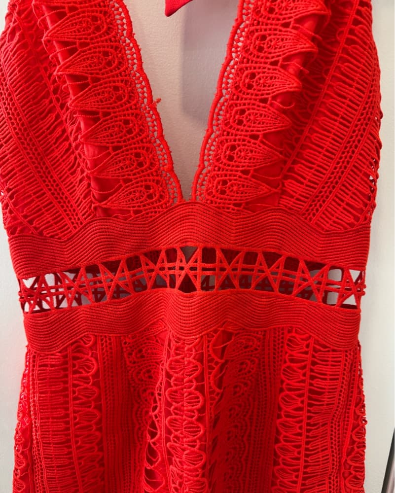 Saylor Rae Romper In Red Lace - Image 4